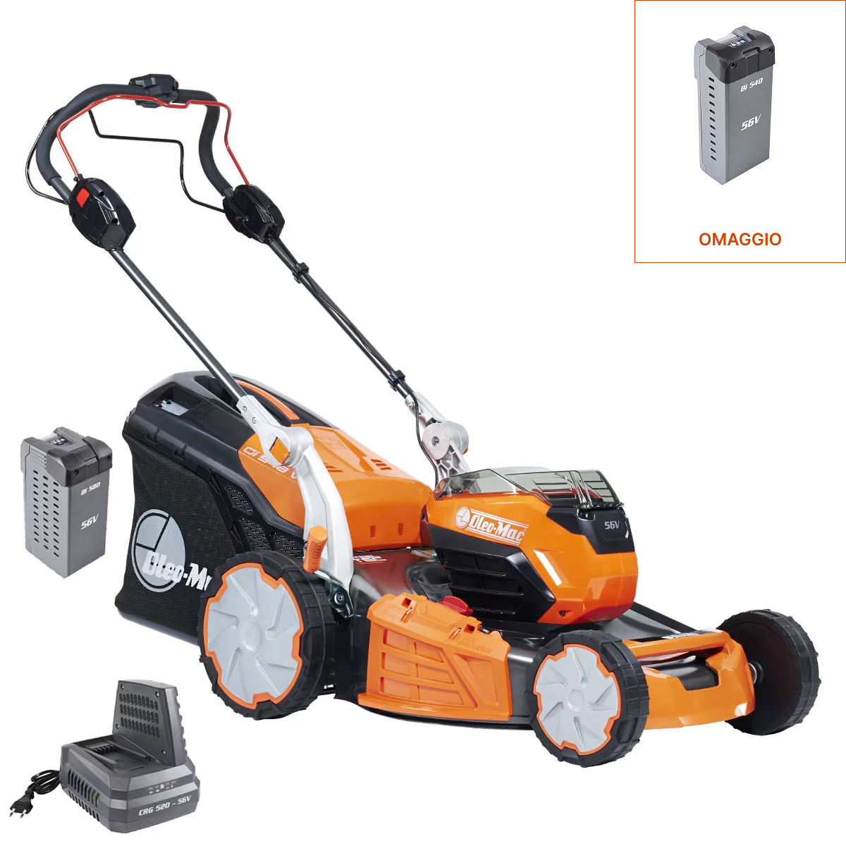 Oleo-Mac Gi 548 V con batteria Bi 540 e caricabatterie CRG 520